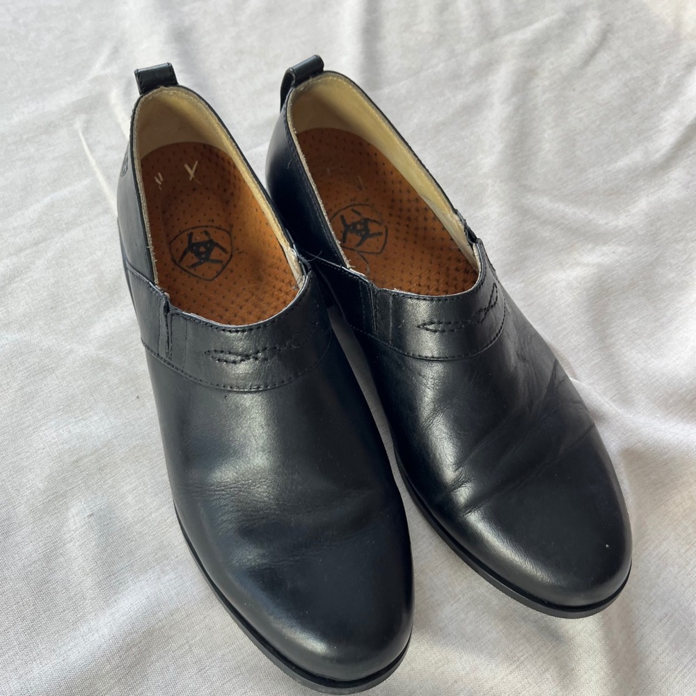 Ariat Black Leather Slip On Clogs Shoes Women 8.5 B Western Equestrian